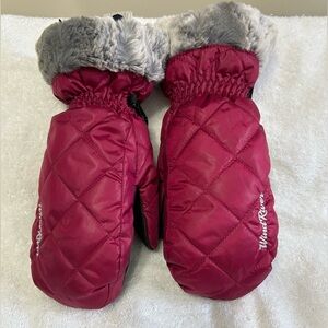 WindRiver Quilted Mittens with Faux Fur Trim